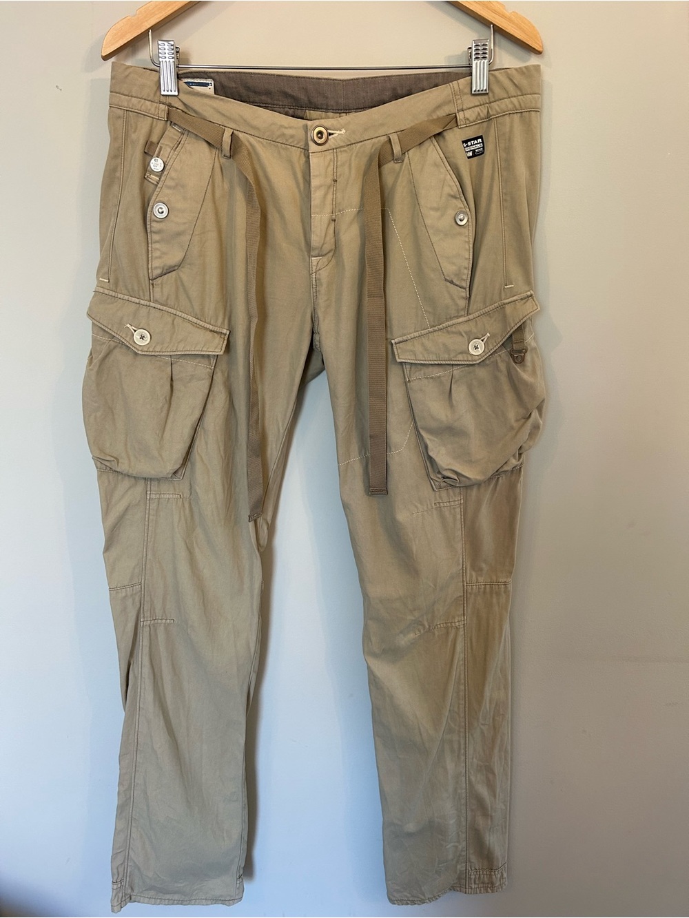 G-Star Y2K Women's Solar Rovic Straight Leg Cargo Pants in Khaki 2000s Vintage